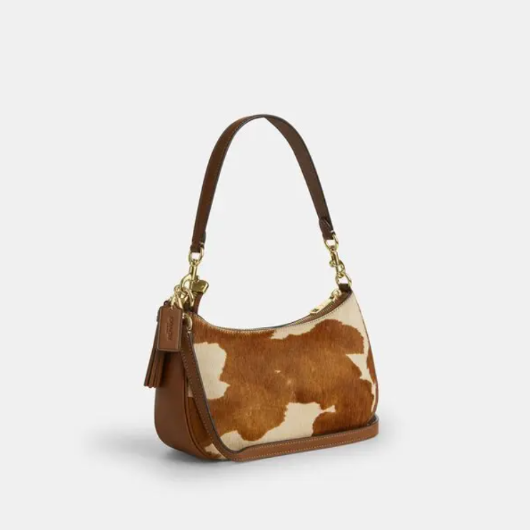 Teri Shoulder Bag in Haircalf with Cow Print