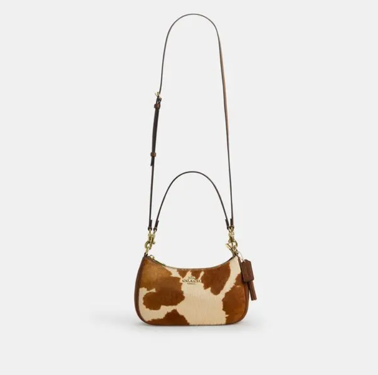 Teri Shoulder Bag in Haircalf with Cow Print