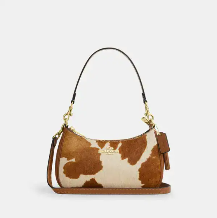 Teri Shoulder Bag in Haircalf with Cow Print